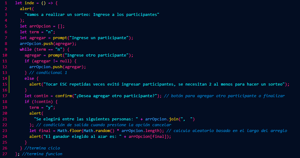muestra del ejercicio